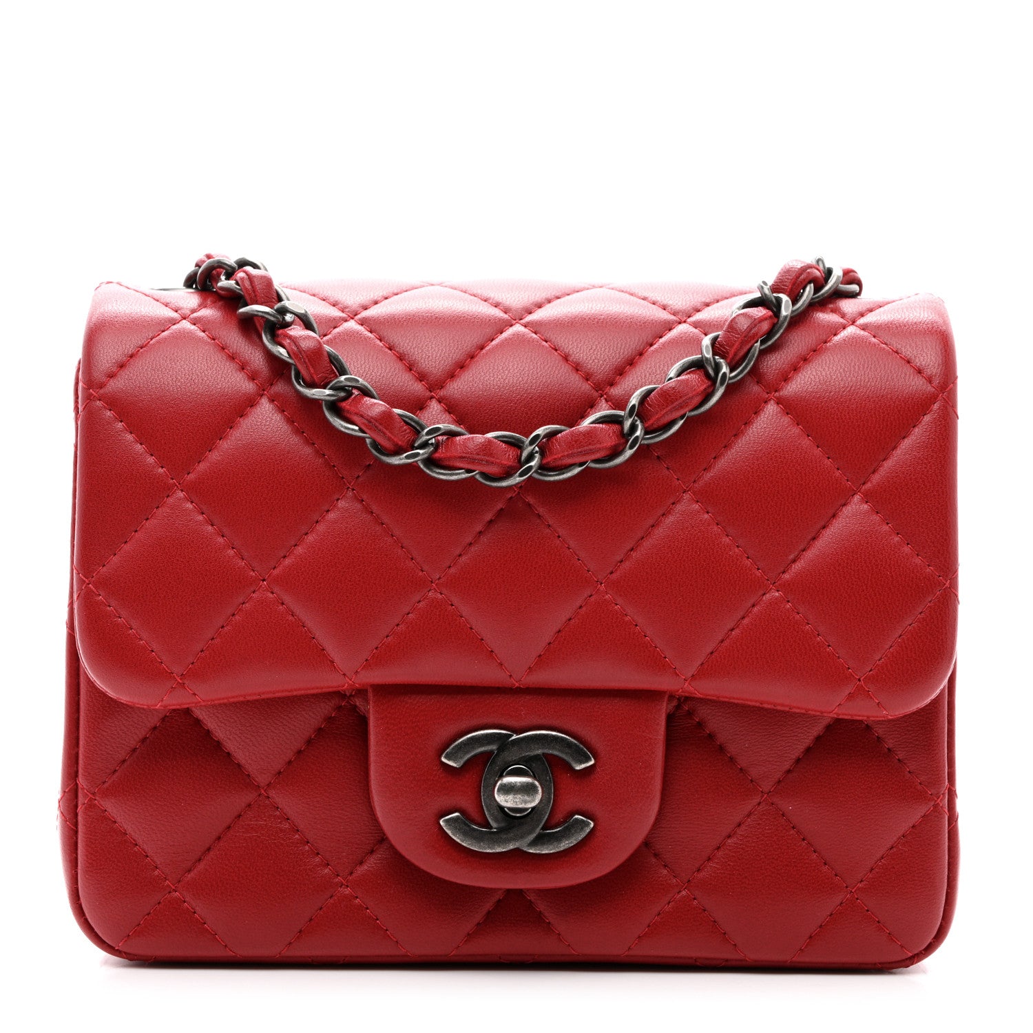 Chanel Lambskin Quilted Mini Square Flap Dark Red 1 of 10