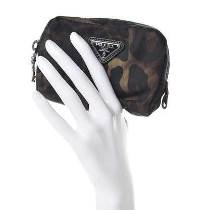 Prada Tessuto Stampato Nylon Leopard Print Cosmetic Pouch Mimetico 2 of 8