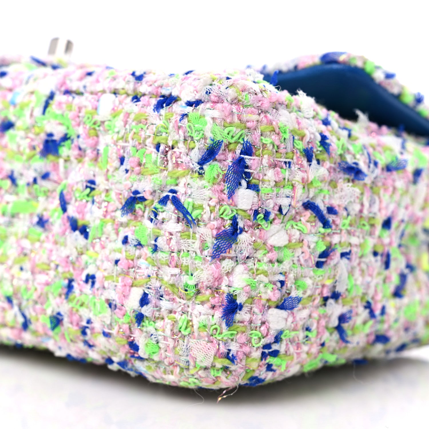 Chanel Tweed Quilted Mini Rectangular Flap White Blue Green 9 of 10