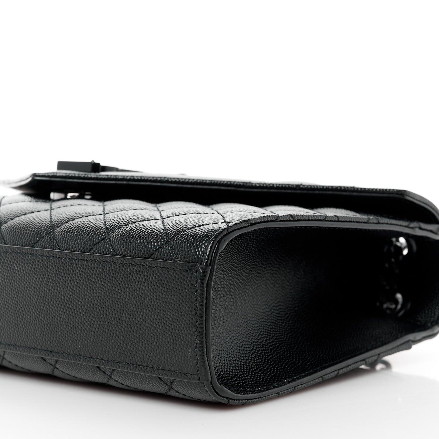 Grain De Poudre Textured Mixed Matelasse Triquilt Medium Monogram Monochrome Satchel Black