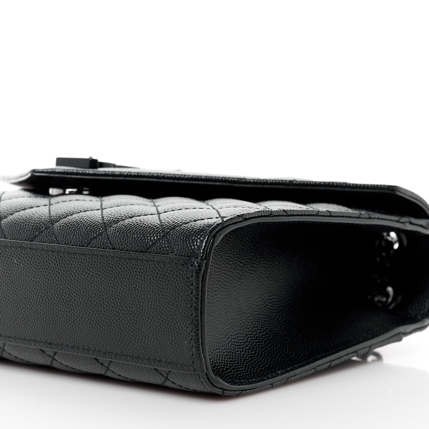 Saint Laurent Grain De Poudre Textured Mixed Matelasse Triquilt Medium Monogram Monochrome Satchel Black 11 of 11