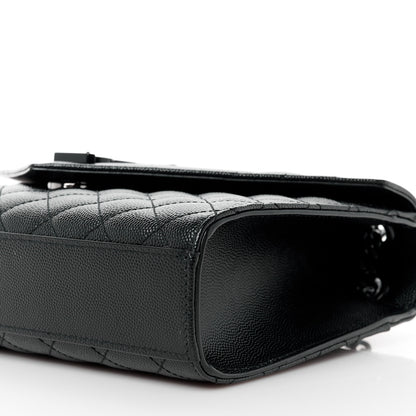 Saint Laurent Grain De Poudre Textured Mixed Matelasse Triquilt Medium Monogram Monochrome Satchel Black 11 of 11