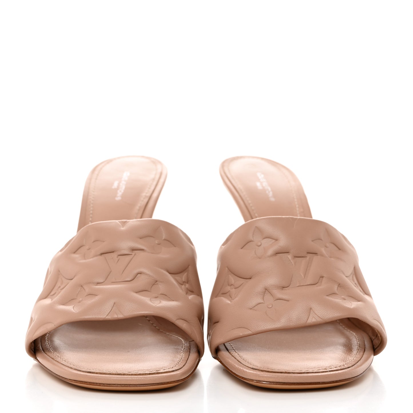 Lambskin Embossed Monogram Revival Mules 41 Beige