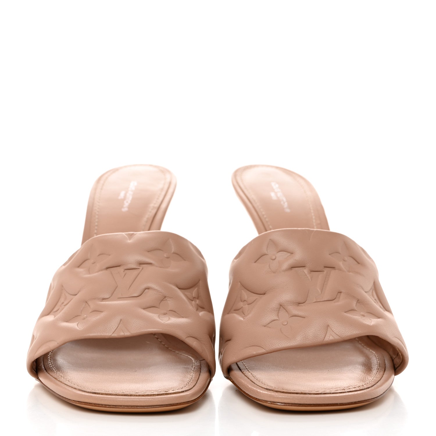 Louis Vuitton Lambskin Embossed Monogram Revival Mules 41 Beige 2 of 9