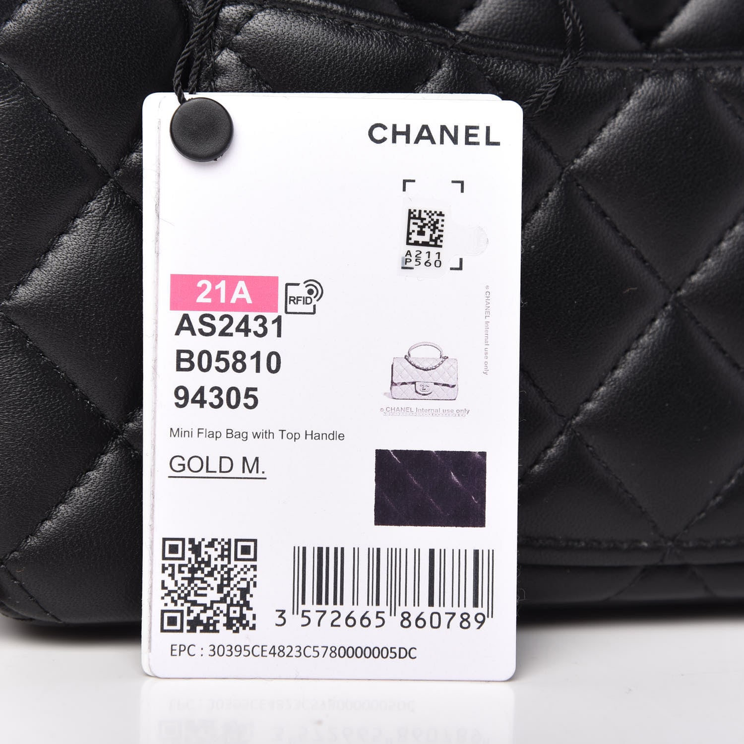 Chanel Lambskin Quilted Mini Top Handle Rectangular Flap Black 12 of 12
