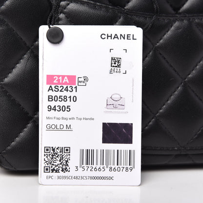 Chanel Lambskin Quilted Mini Top Handle Rectangular Flap Black 12 of 12