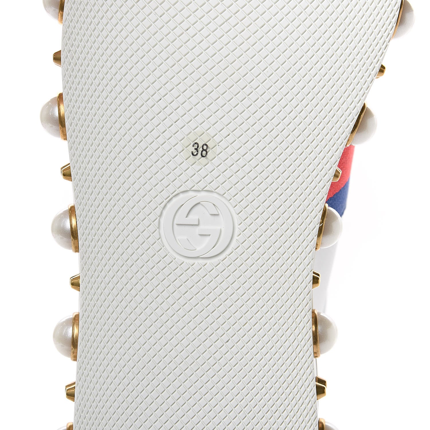 Gucci Calfskin Ayers Web Pearl Studded Womens Ace Sneakers 38 White 6 of 10