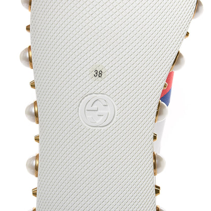 Gucci Calfskin Ayers Web Pearl Studded Womens Ace Sneakers 38 White 6 of 10