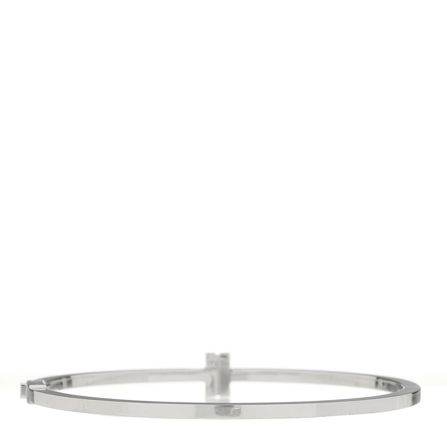 18K White Gold Diamond T Hinged Wire Bangle Bracelet