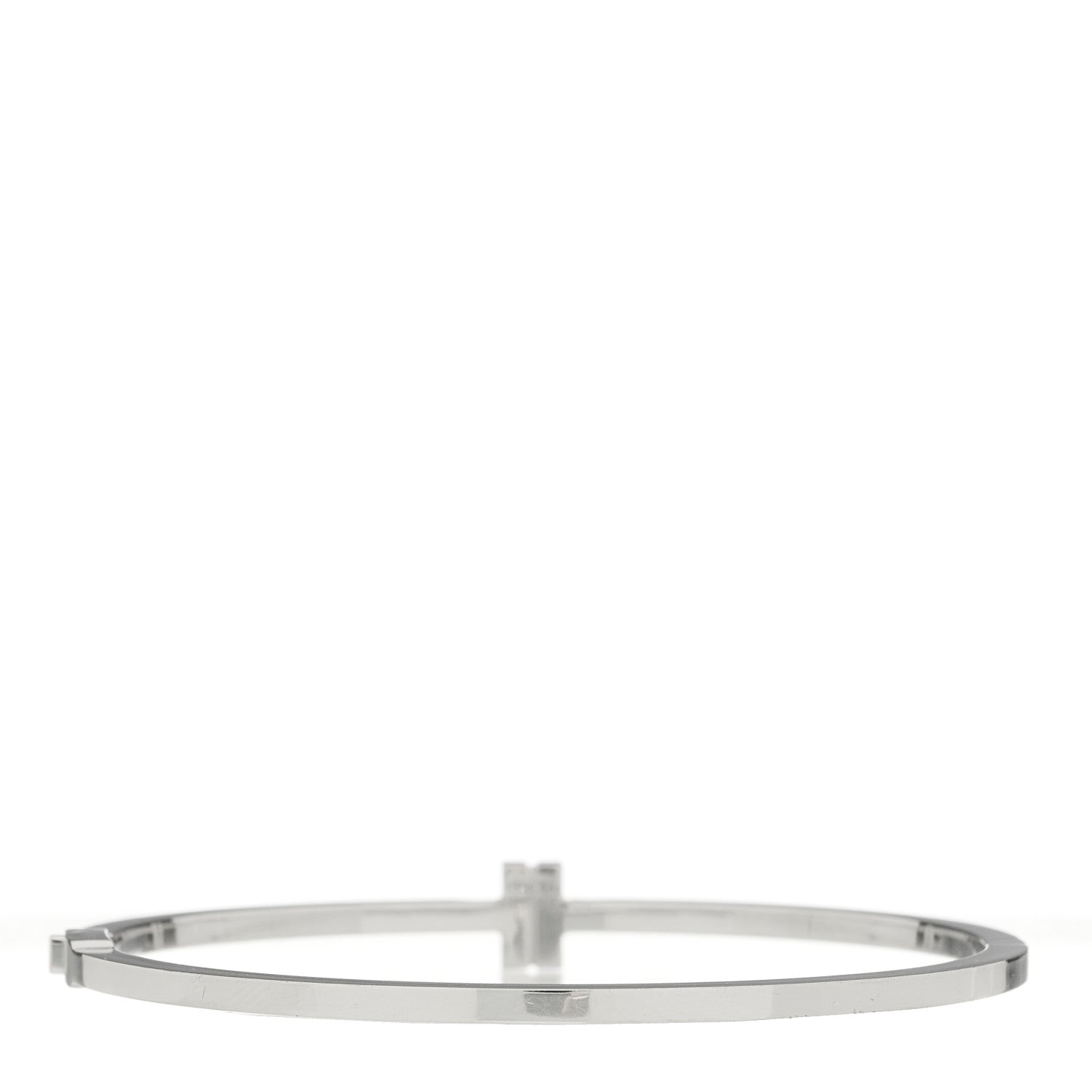 Tiffany 18K White Gold Diamond T Hinged Wire Bangle Bracelet 2 of 4