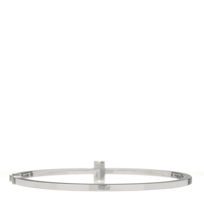 Tiffany 18K White Gold Diamond T Hinged Wire Bangle Bracelet 2 of 4