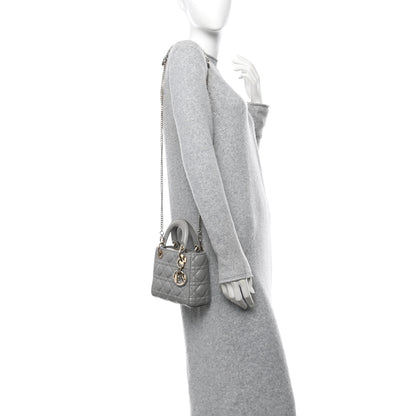 Christian Dior Metallic Lambskin Cannage Mini Lady Dior Grey 2 of 11
