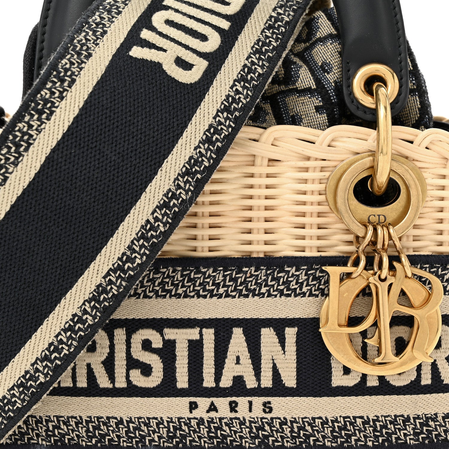 Christian Dior Wicker Oblique Mini Lady Dior Bag Blue 7 of 12