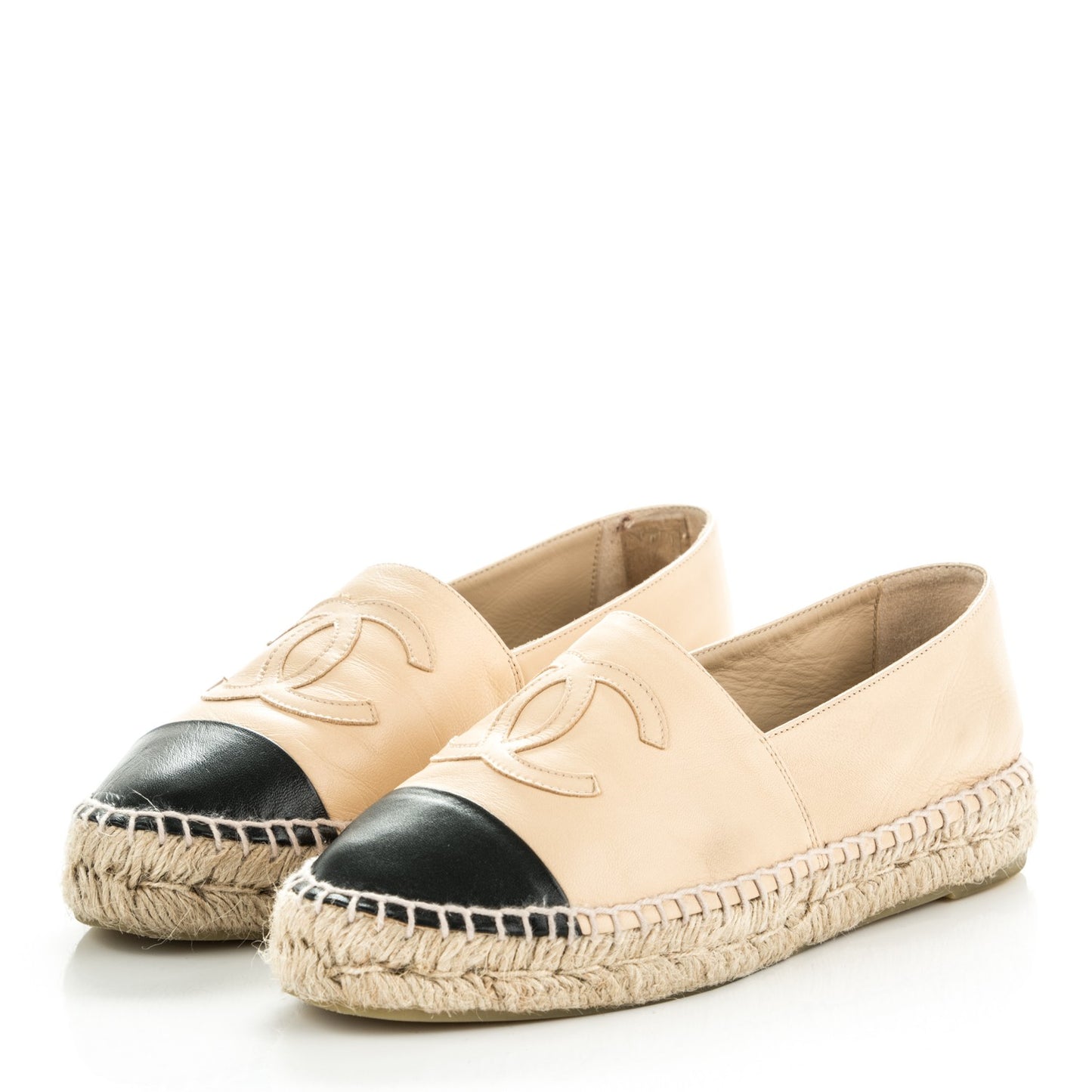 Lambskin CC Espadrilles 37 Beige Black