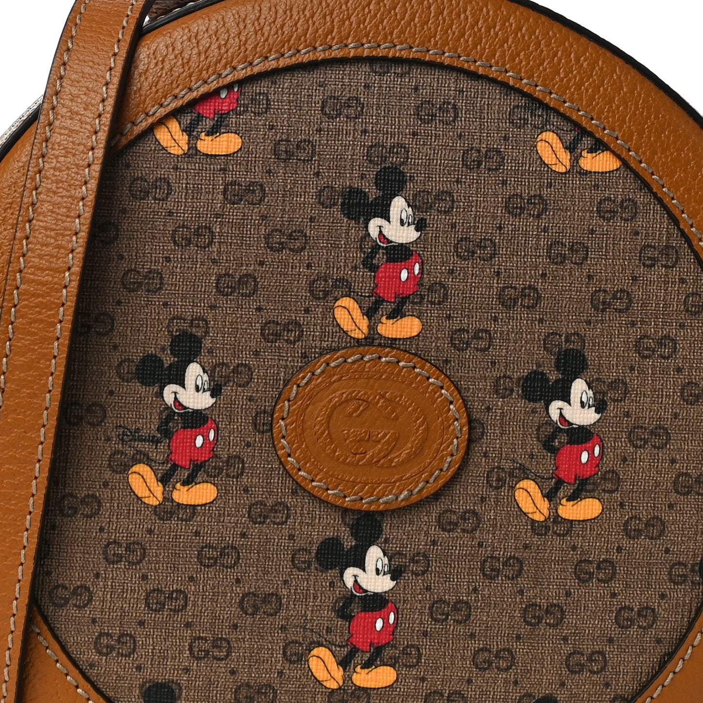 X DISNEY Mini Vintage GG Supreme Monogram Mickey Mouse Round Shoulder Bag Beige Vintage Sun Oil