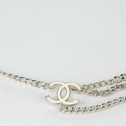Chanel Enamel CC Ceinture Fantai Adjustable Belt Silver White 3 of 4