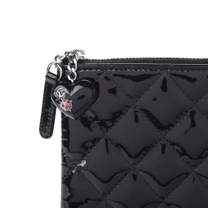 Chanel Patent Calfskin Quilted Valentine Hearts Large Cosmetic Case Black 11 of 11