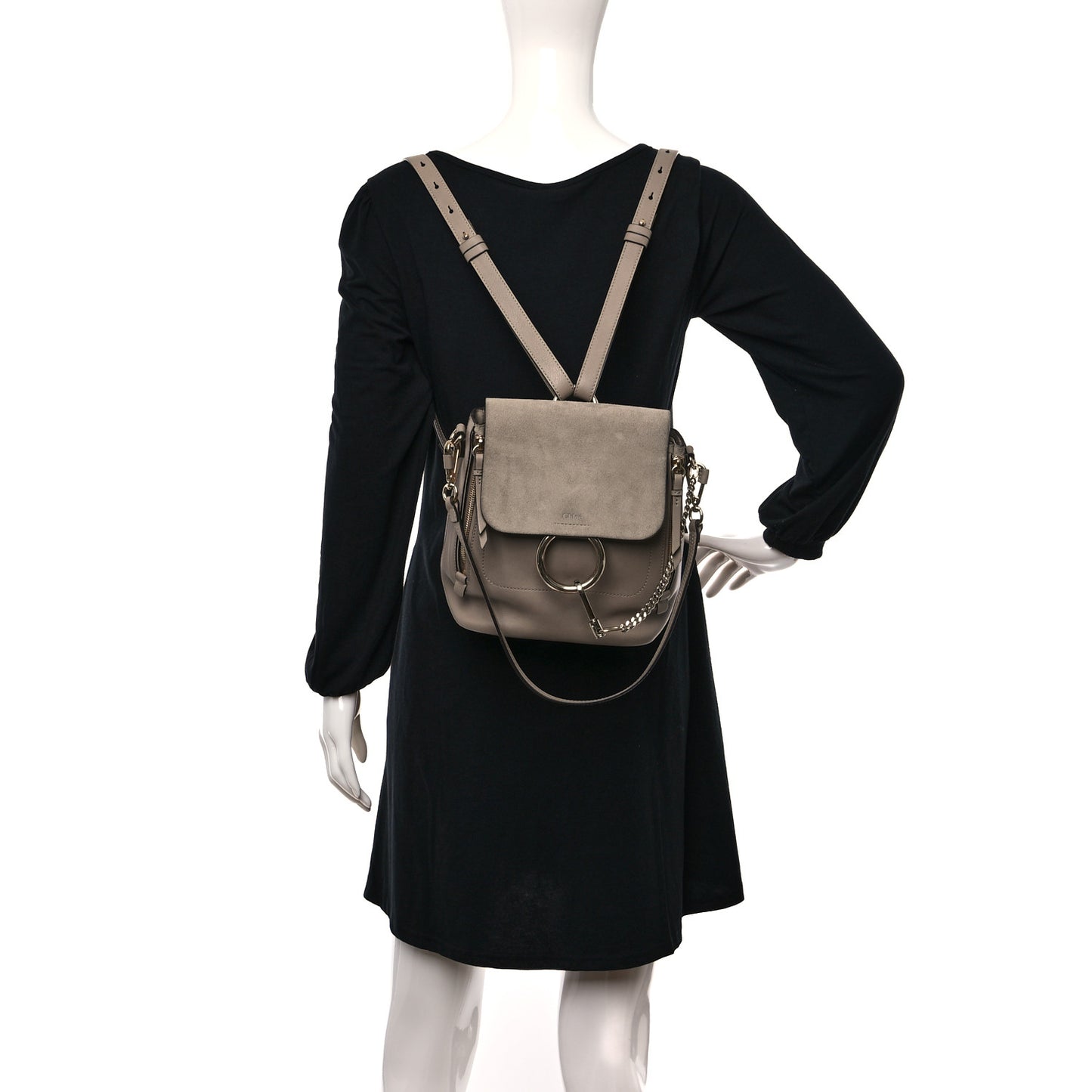 Suede Calfskin Medium Faye Backpack Motty Grey