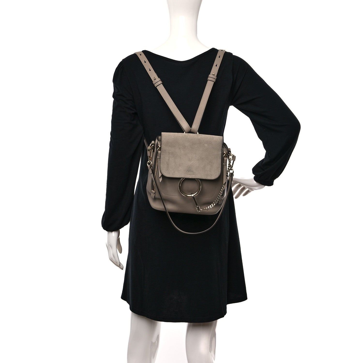 Chloe Suede Calfskin Medium Faye Backpack Motty Grey 2 of 10