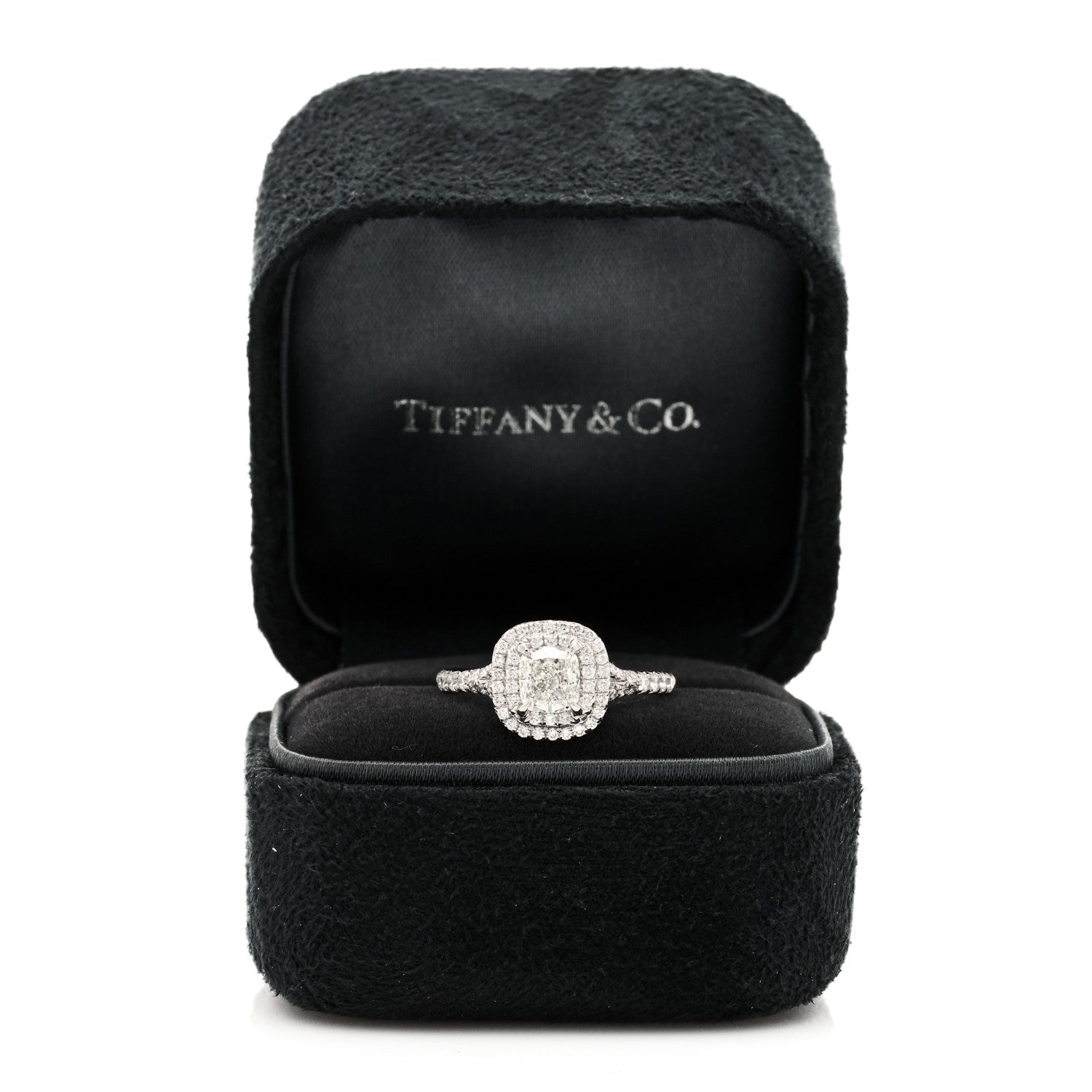 Tiffany Platinum Diamond .71ct Soleste Cushion Cut Double Halo Engagement Ring 50 5.25 6 of 6