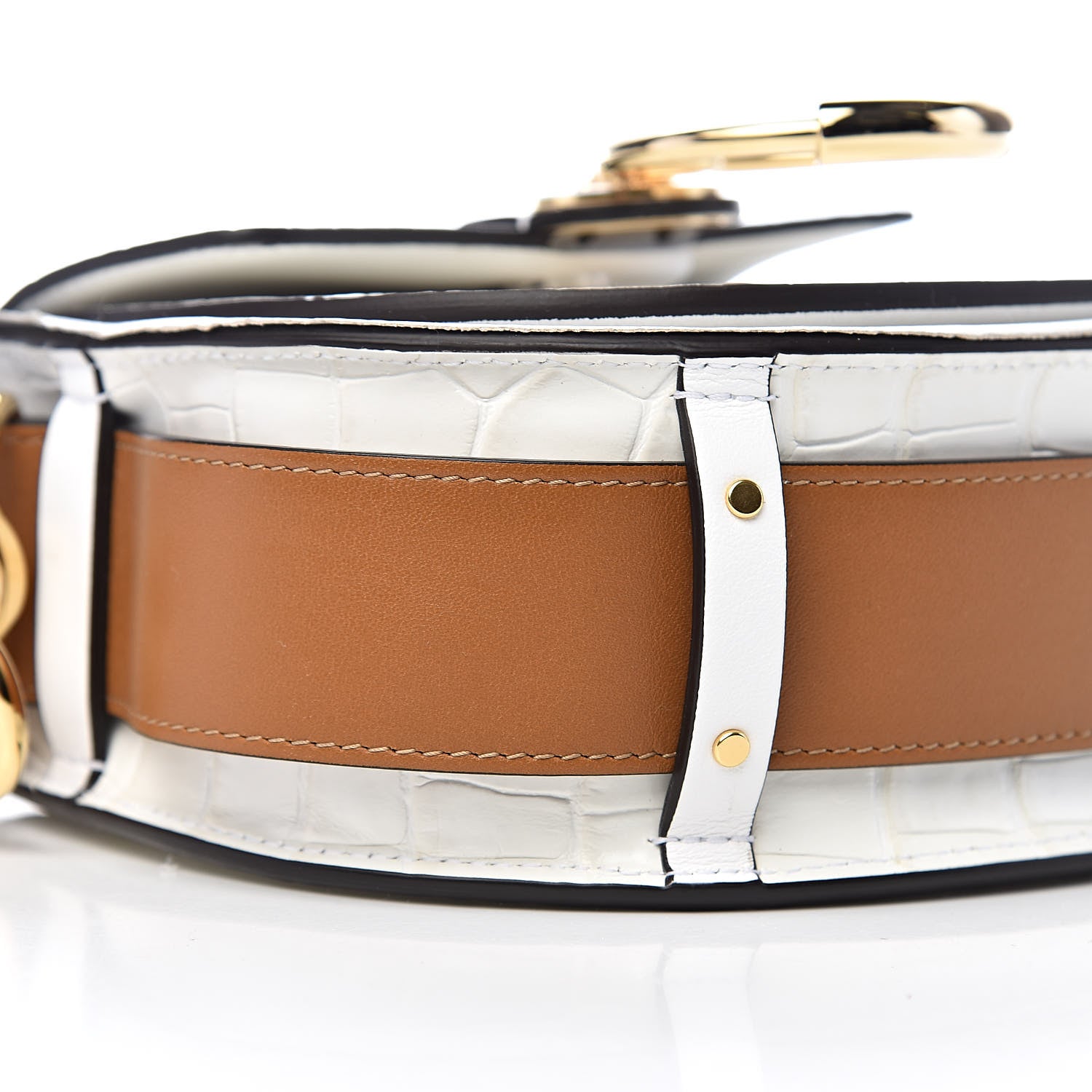 Chloe Calfskin Crocodile Embossed Small Tess Bag Brilliant White 8 of 10