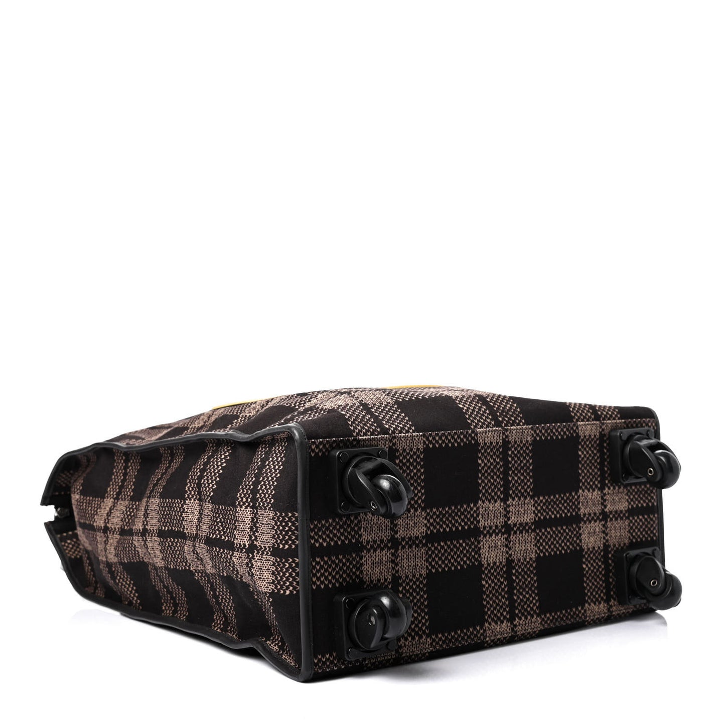 Canvas Plaid Logo Rolling Bag Brown Yellow