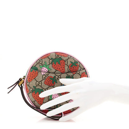 Gucci GG Supreme Monogram Strawberry Round Wrist Wallet 2 of 8
