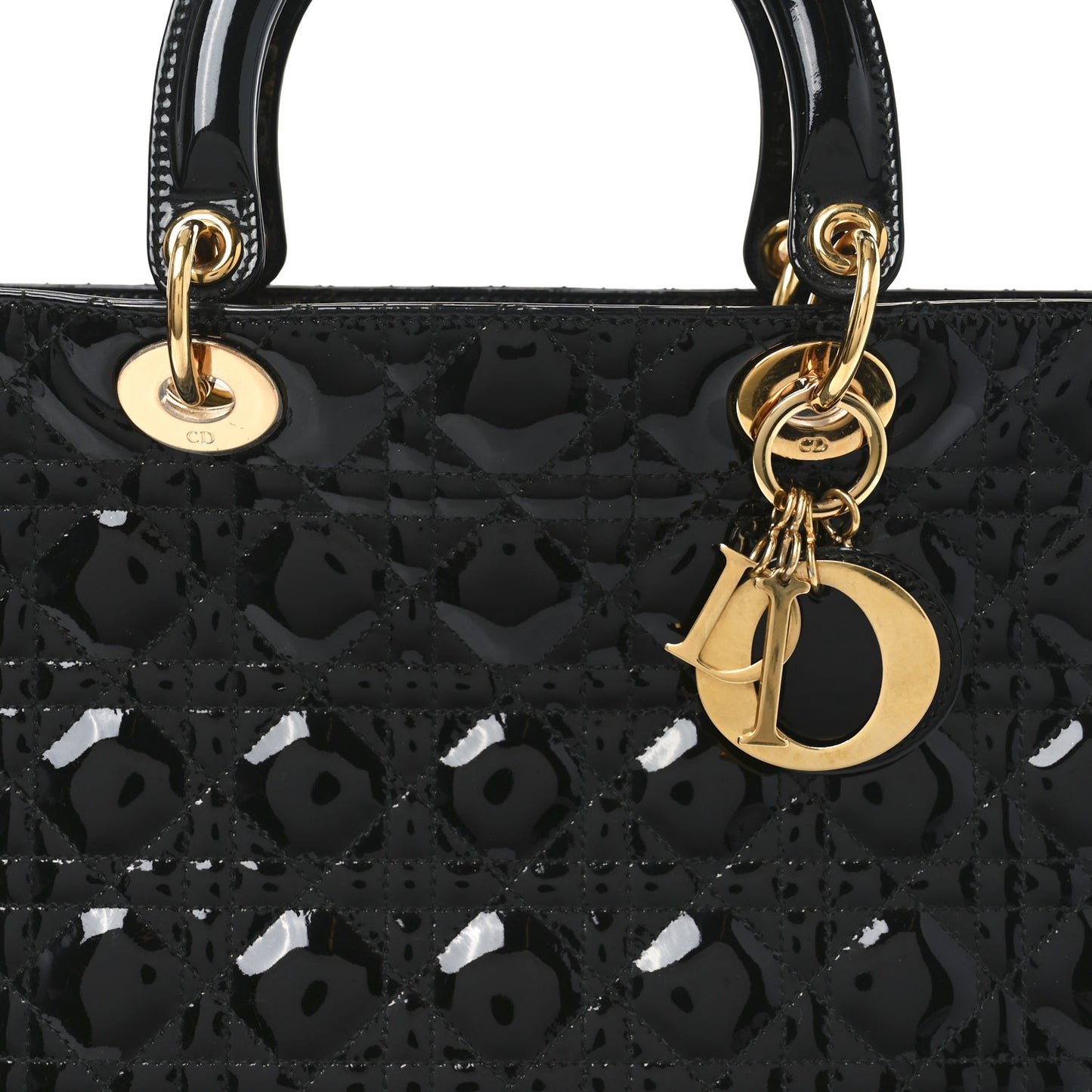 Patent Cannage Large Lady Dior Black