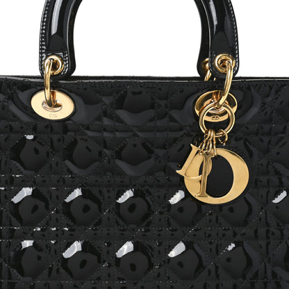 Christian Dior Patent Cannage Large Lady Dior Black 8 of 10