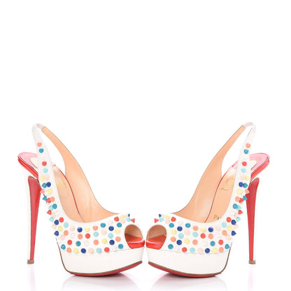 Christian Louboutin Matte Calf Lady Peep Spikes 150 Pumps 36 White Multi 7 of 12