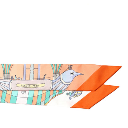 Hermes Silk Les Folies Du Ciel Twilly Abricot Vert Multicolor 3 of 4