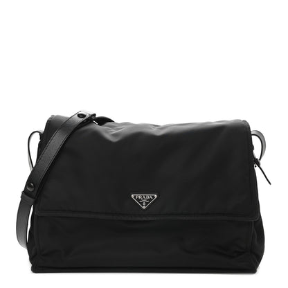 Prada Tessuto Nylon Calfskin Messenger Bag Black 1 of 10
