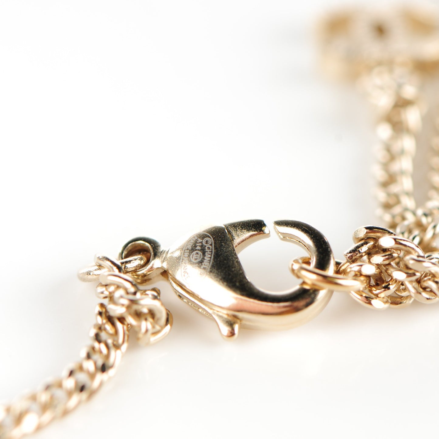 Pearl Crystal Large Camellia Pendant Necklace Light Gold