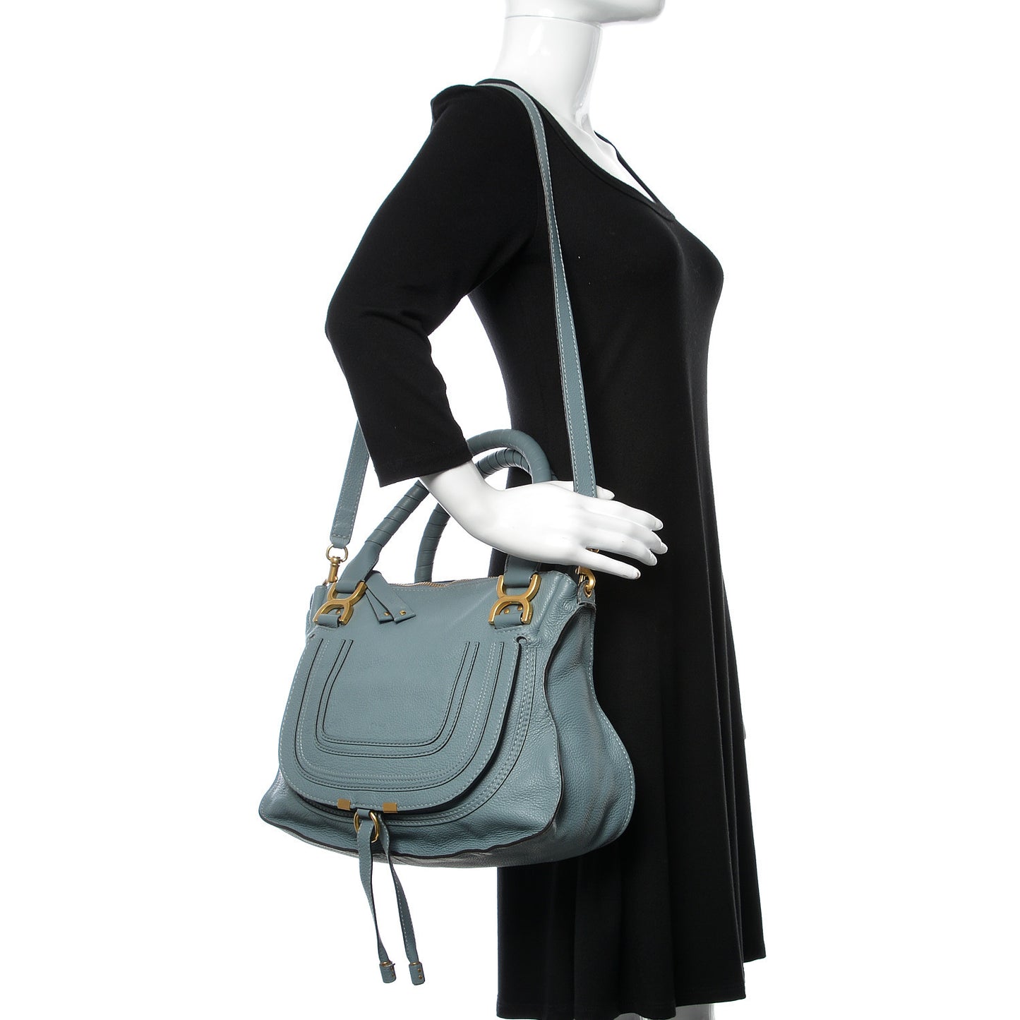 Calfskin Medium Marcie Satchel Cloudy Blue