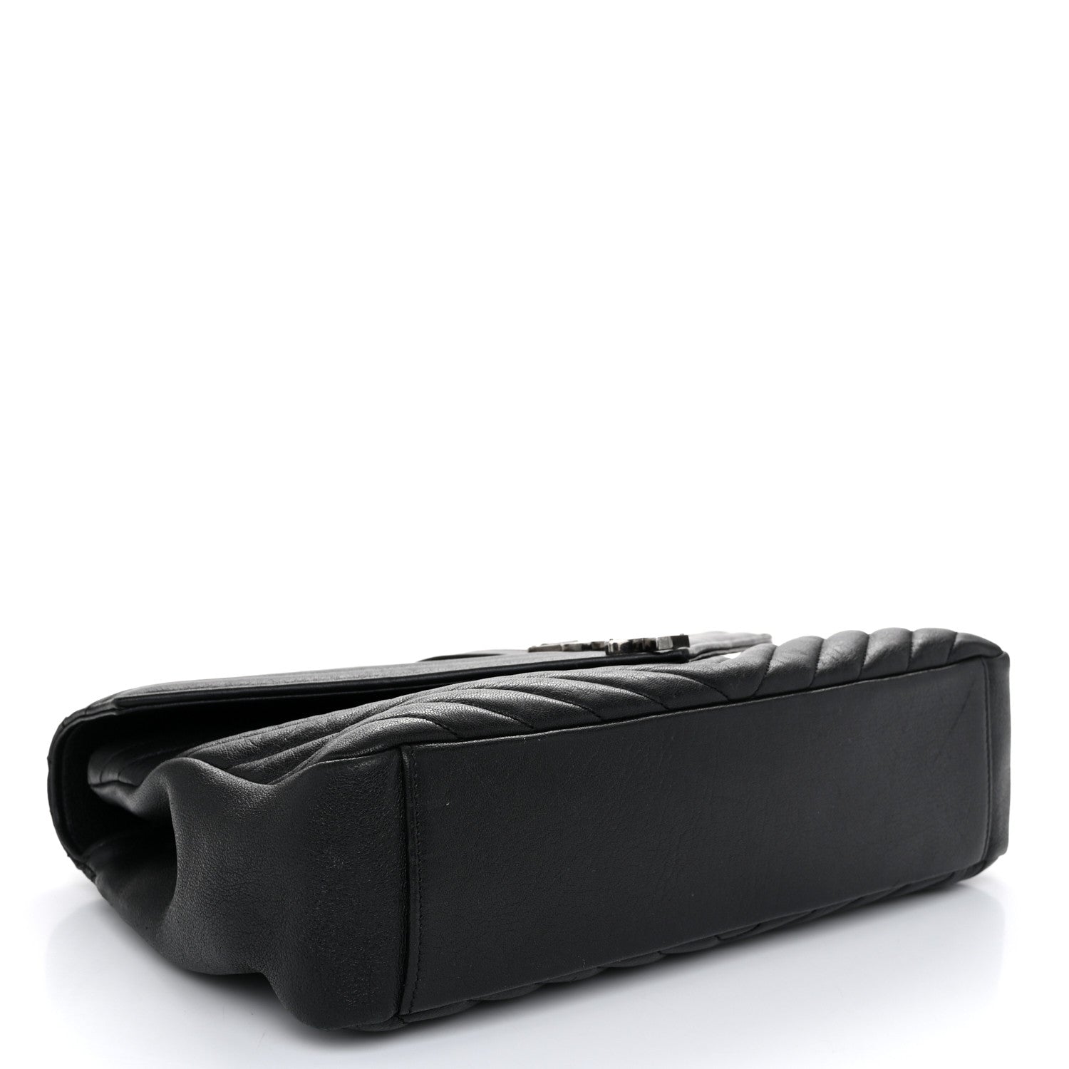 Saint Laurent Sheepskin Matelasse Chevron Monogram Large College Satchel Black 4 of 11