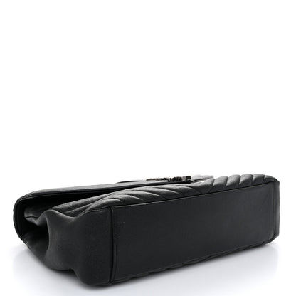 Saint Laurent Sheepskin Matelasse Chevron Monogram Large College Satchel Black 4 of 11