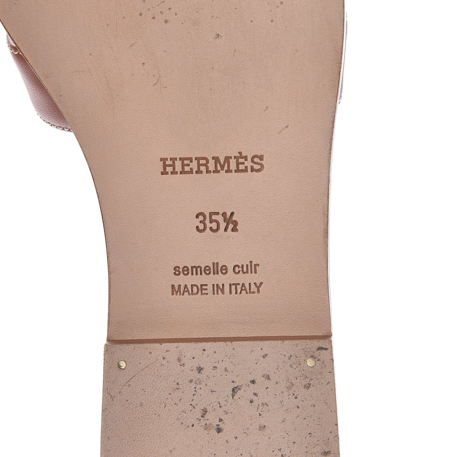 Hermes Box Calfskin Oran Sandals 35.5 Gold 8 of 15