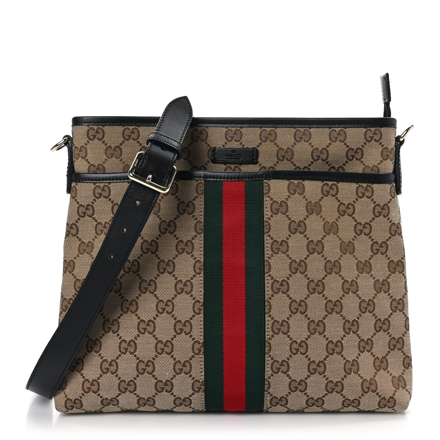 GG Monogram Web Flat Messenger Bag Black
