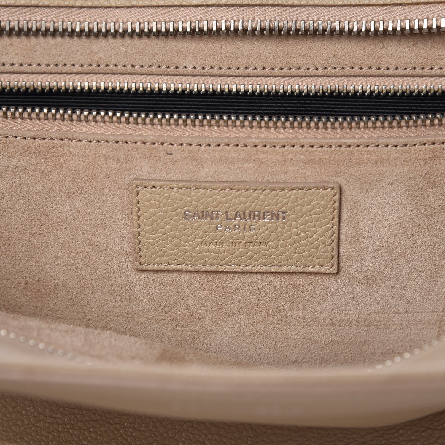 Saint Laurent Calfskin Medium Rive Gauche Cabas Dark Beige 7 of 16