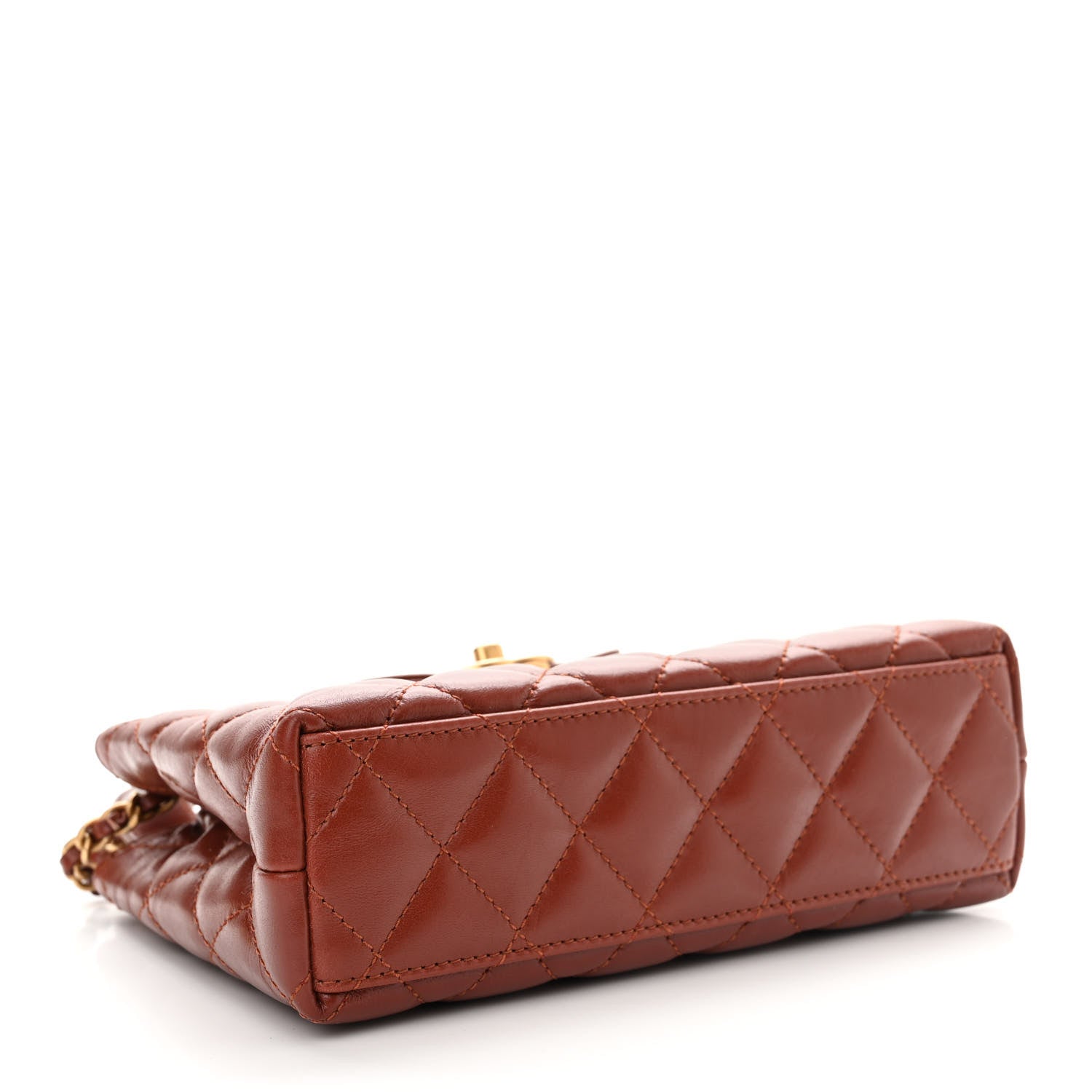 Chanel Shiny Aged Calfskin Quilted Nano Kelly Shopper Brown 4 of 10