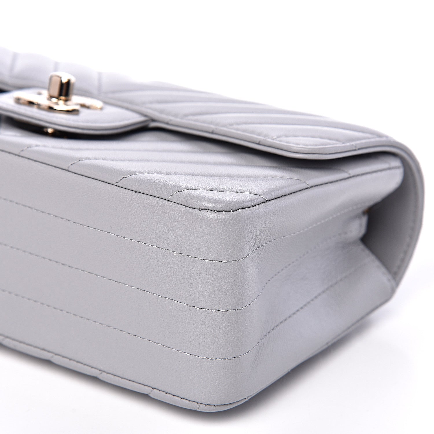 Chanel Lambskin Chevron Quilted Mini Rectangular Flap Grey 9 of 12
