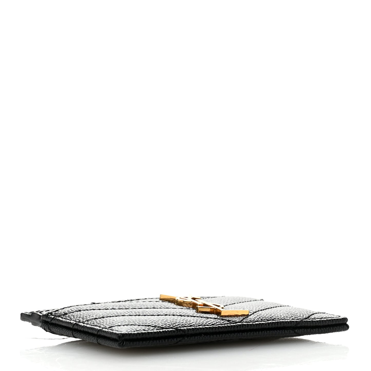 Grain De Poudre Matelasse Chevron Monogram Credit Card Case Black