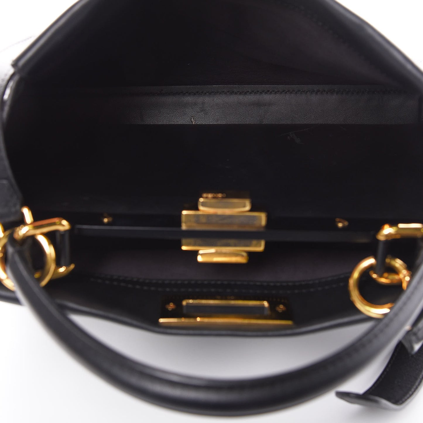 Vitello Seta Shiny Nappa Medium Peekaboo Iconic Satchel Black