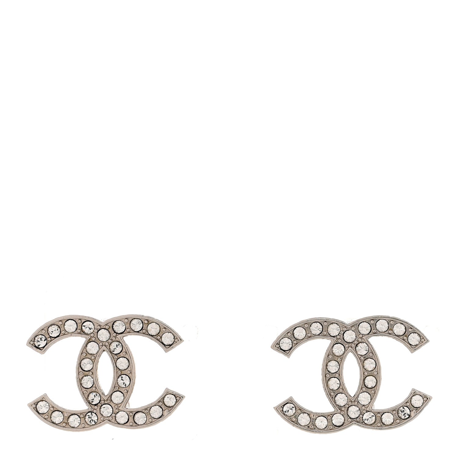 Chanel Crystal CC Earrings Silver 1 of 6