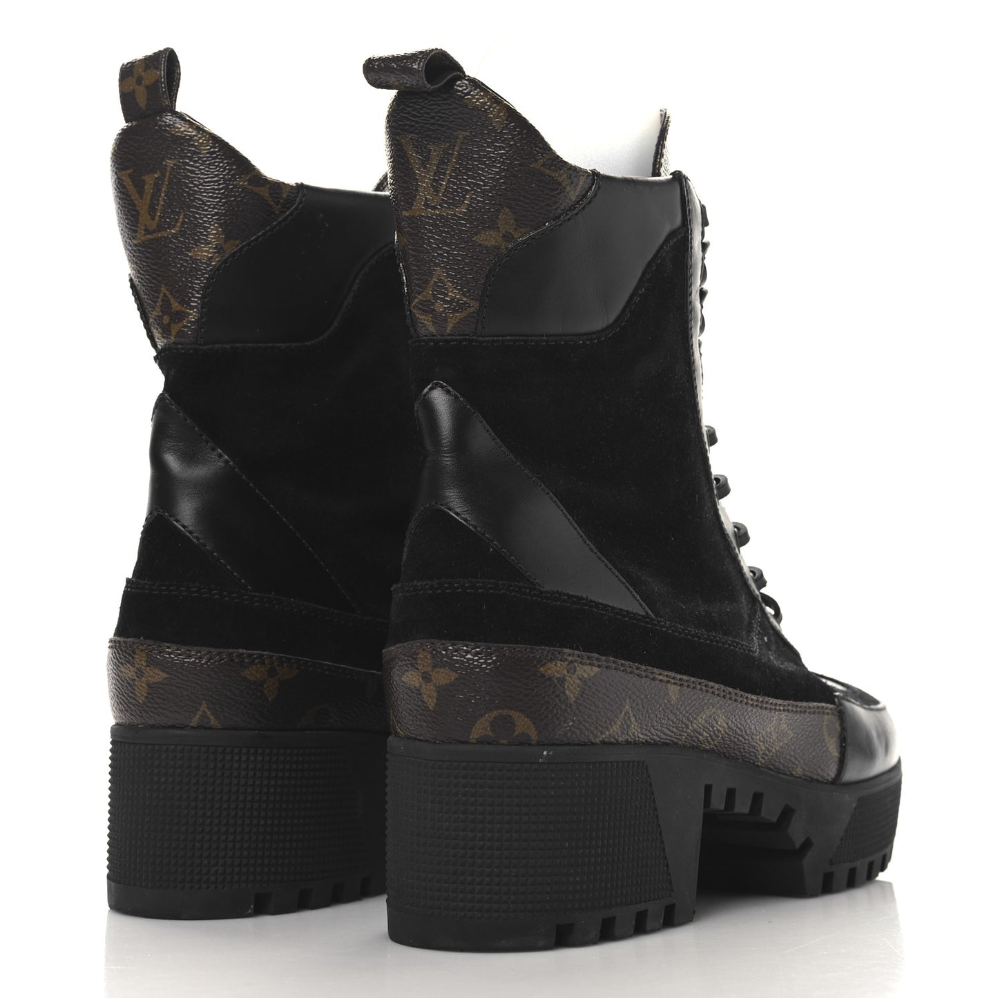 Suede Calfskin Monogram Laureate Platform Desert Boots 42 Black