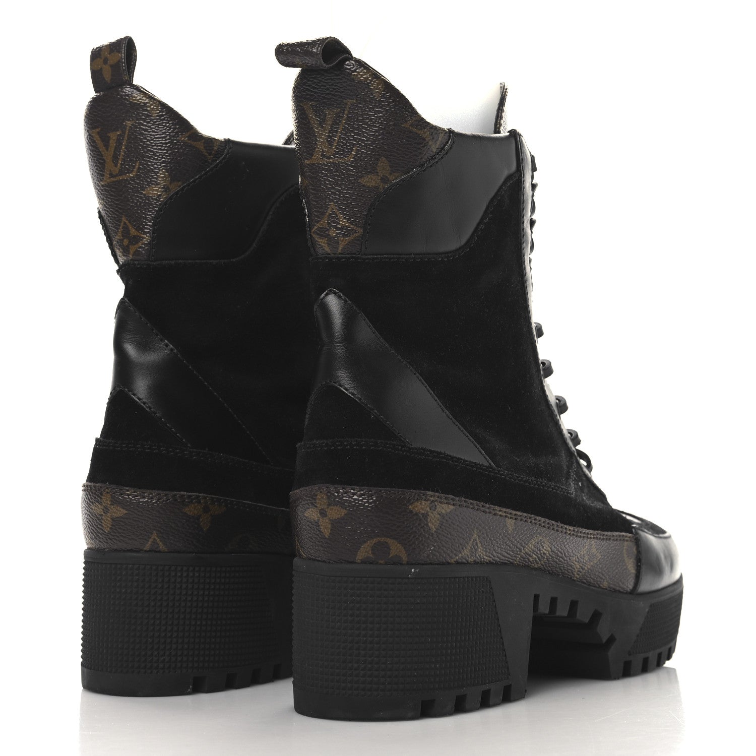 Louis Vuitton Suede Calfskin Monogram Laureate Platform Desert Boots 42 Black 4 of 8