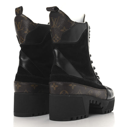 Louis Vuitton Suede Calfskin Monogram Laureate Platform Desert Boots 42 Black 4 of 8