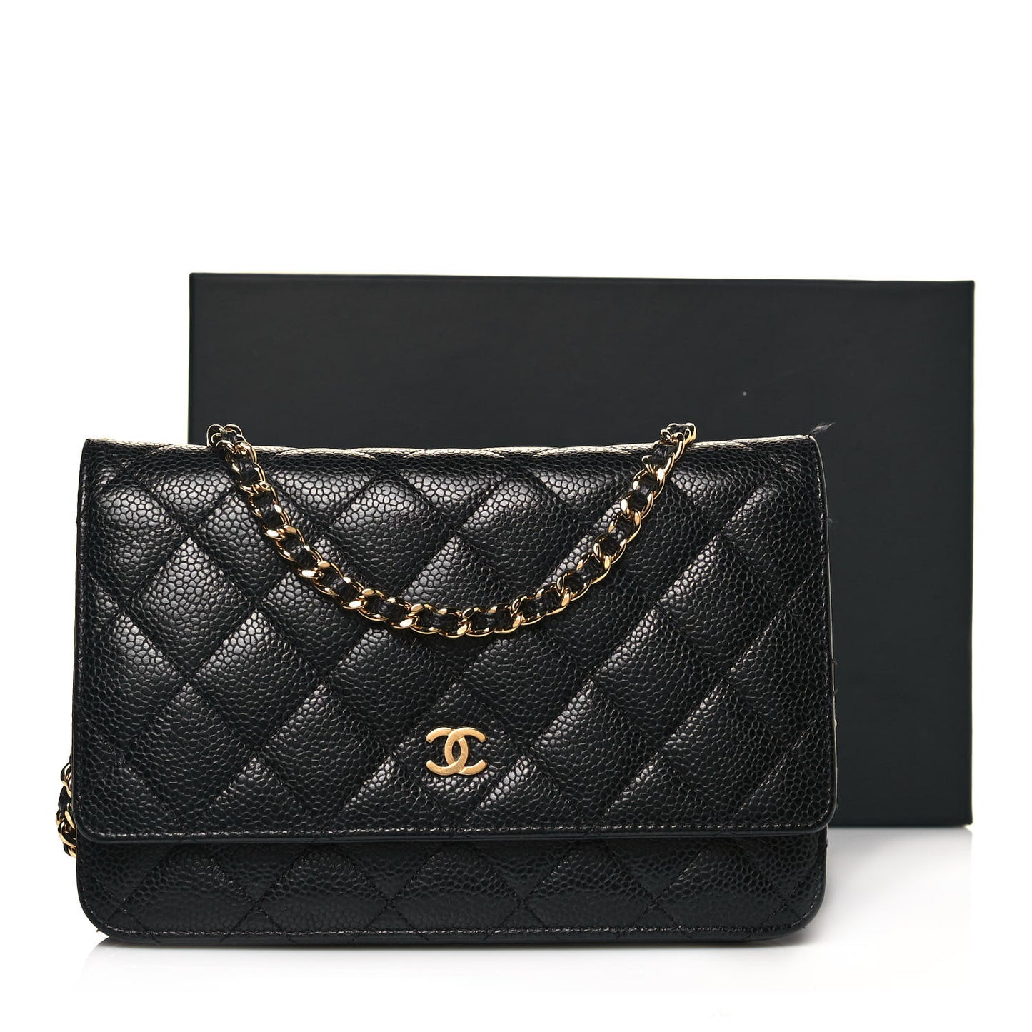 Caviar Quilted Wallet On Chain WOC Black