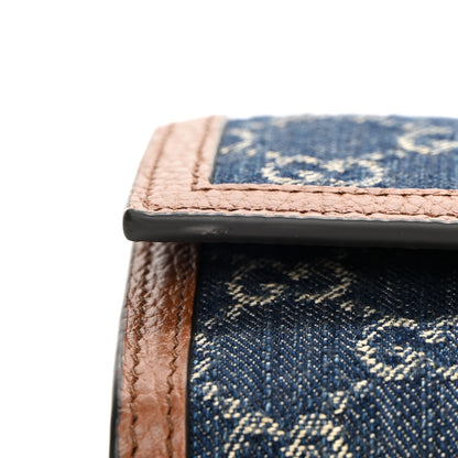 Gucci New Denim GG Monogram Jackie 1961 Chain Wallet Blue Tea Cuir 9 of 11