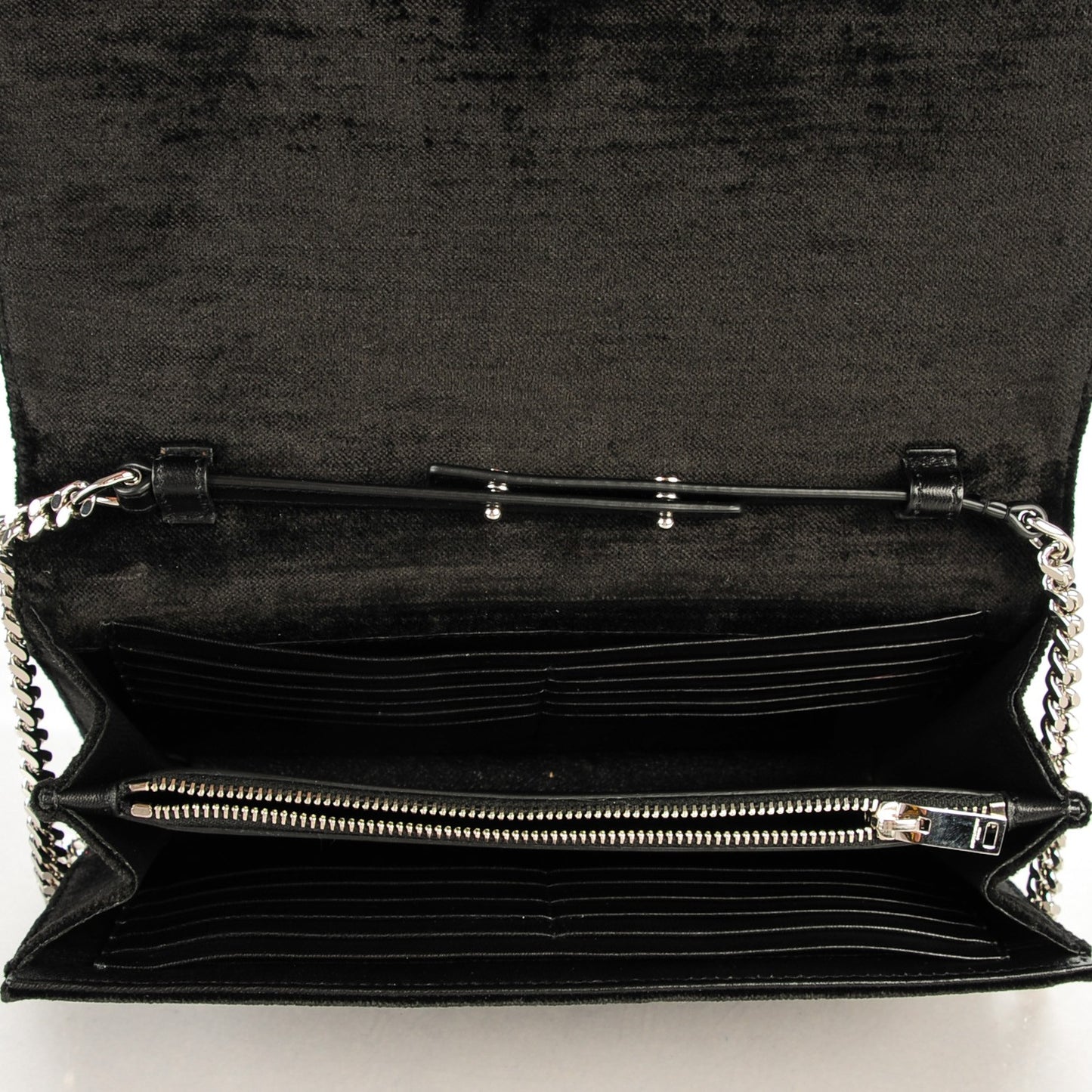 Velvet Monogram Chain Wallet Black